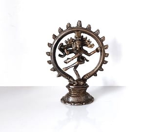 Vintage Bronze Dancing Shiva Statue - Hindu Nataraja Statuette