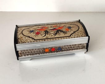 Vintage Lady Mate Japanese Music Jewellery Box With Flower
