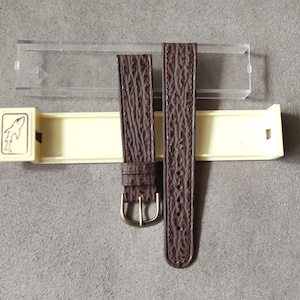 Vintage Genuine Leather Watch Strap, Shark Skin Watch Band, 17 mm Grey Leather Watch band
