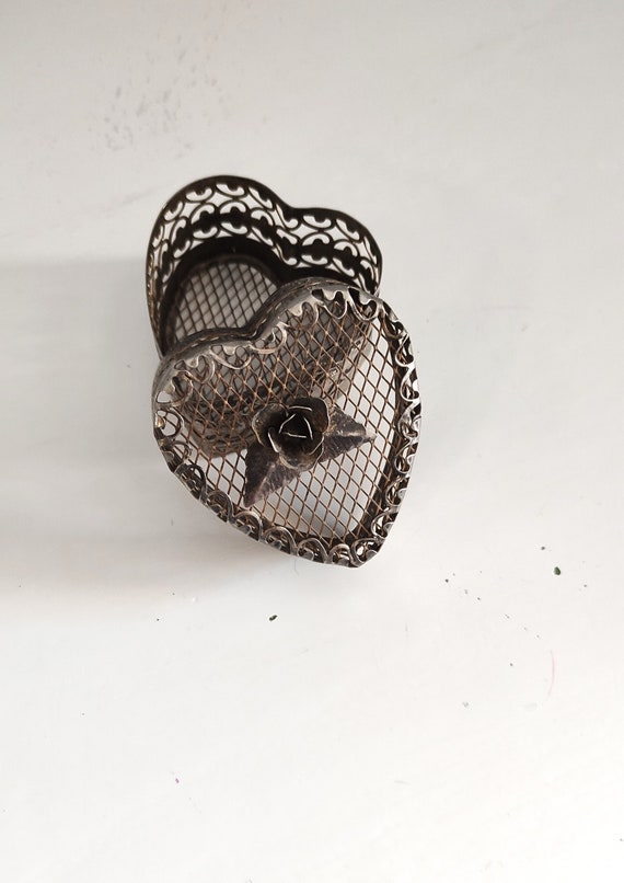 Filigree Trinket Box, Heart Shaped Trinket Box, M… - image 1