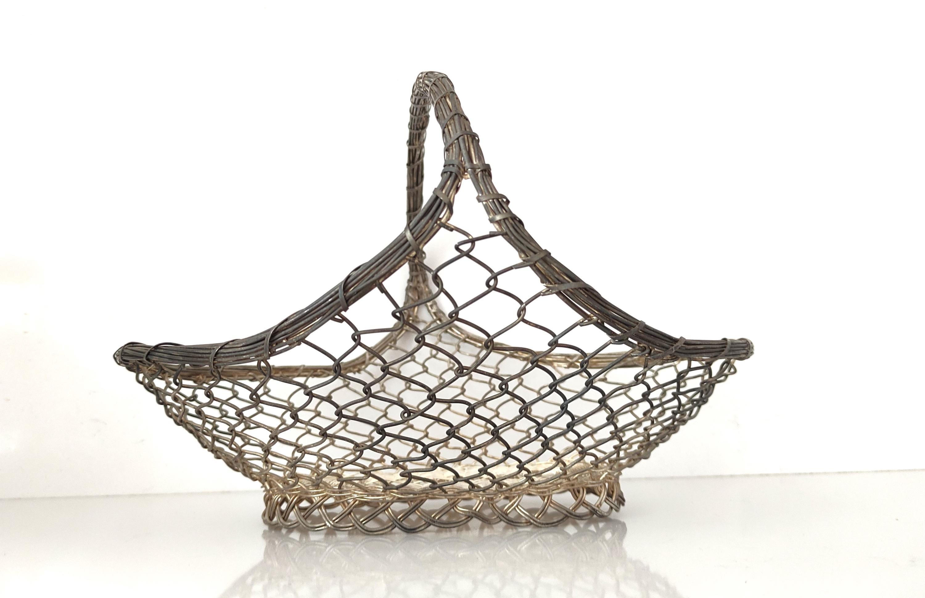 Corbeille à Fruits Ronde En Fil De Fer Tressé – 29cm, Bon état