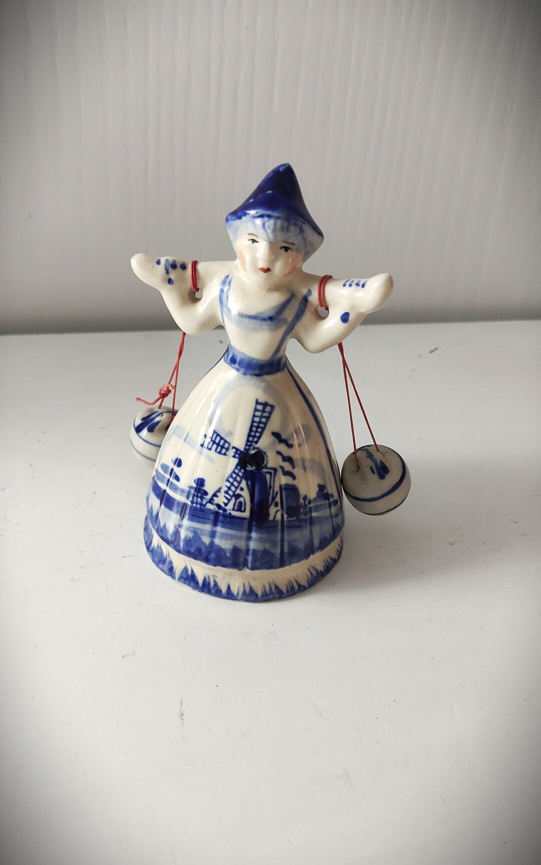 Vintage Delft Milkmaid Figurine, White and Blue Delft Porcelain