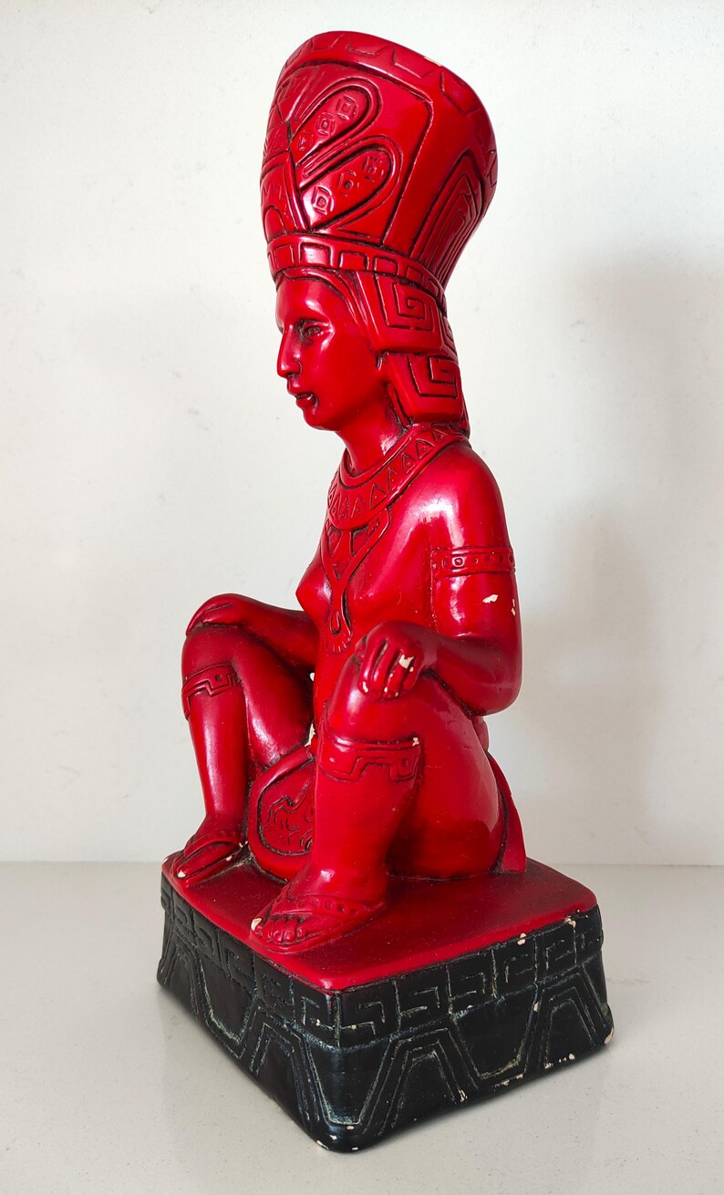 Vintage Red Ceramic Aztec Woman Statue - 1970s Mexican Decor - Etsy