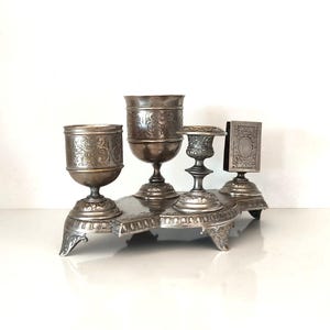 Antique WMF Silver-Plated Brass Inkstand – Late 19th Century Desk Set
