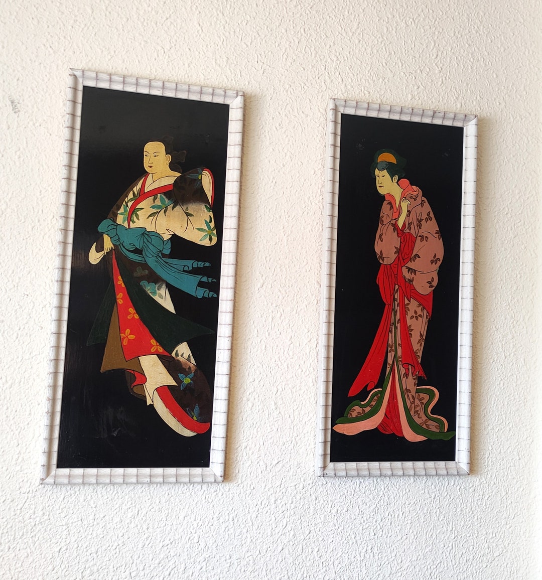 Vintage Japanese Ukiyoe Paintings, Original Japanese Wall Hangings