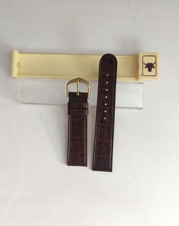 Dark Brown Crocodile Pattern Bull Leather Watch S… - image 3