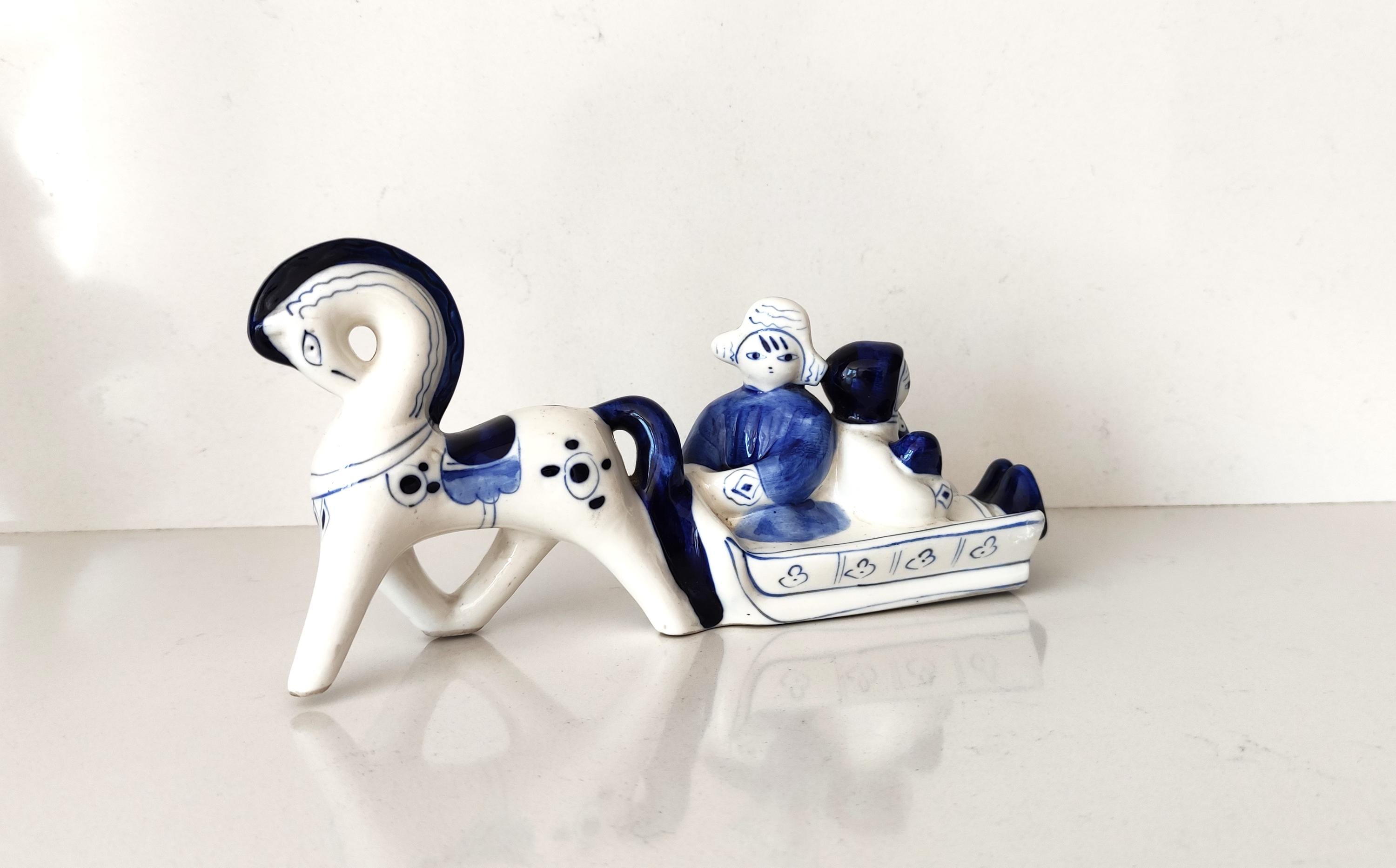 ◯ヴィンテージ ソビエト グジェリ 馬ソリ置物