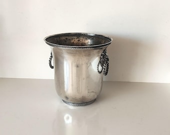Vintage Silver-Plated French Champagne Cooler with Lion Head Handles