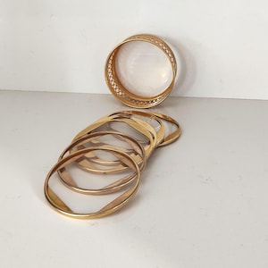 Stylish Mid-Century Lucite & Brass Glass Coasters, Clear Lucite and Brass Coasters, Mid-Century Barware