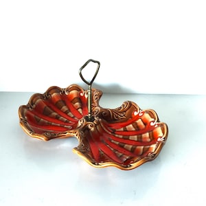 Vintage Japanese Ceramic Shell Dish: Mid-Century Serving Centerpiece