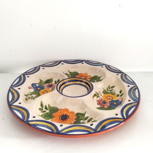 Vintage Hand Painted Portuguese Ceramic Serving Plate, Olaria Art Ceramic Snack Serving Plate, Portuguese Starters Serving Plate