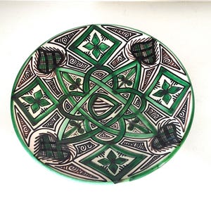 Vintage Hand Painted Ceramic Wall Plate, Spanish Ceramic Wall Plate, Hand Painted Pottery Plate, Abstract Wall Hanging