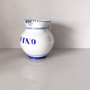Jarra de vino de cerámica española vintage: Jarra rústica pintada a mano