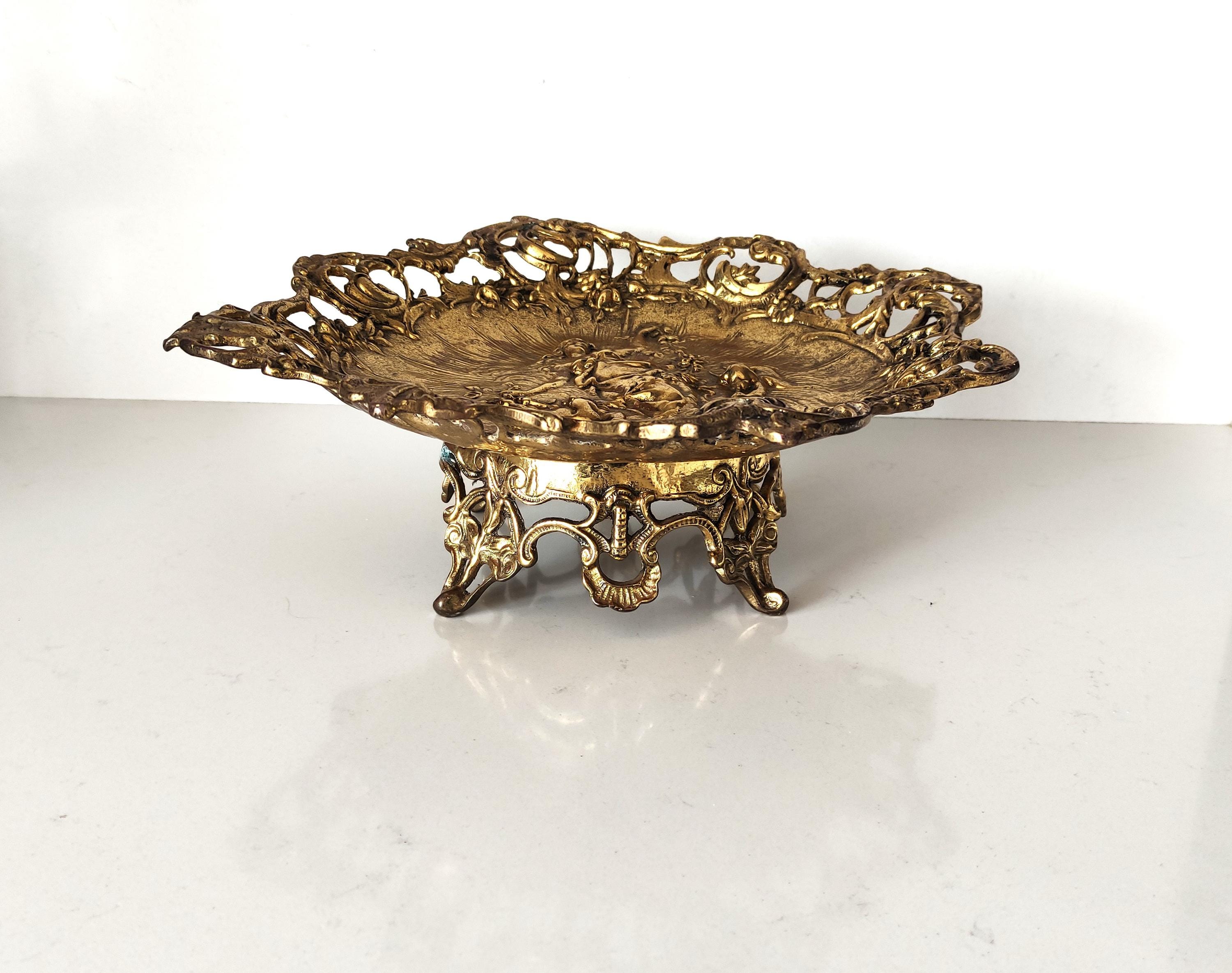 Antique Italian Bronze Bowl: Ornate Baroque Revival Centrepiece