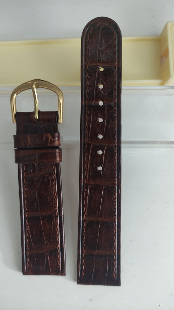 Dark Brown Crocodile Pattern Bull Leather Watch S… - image 8