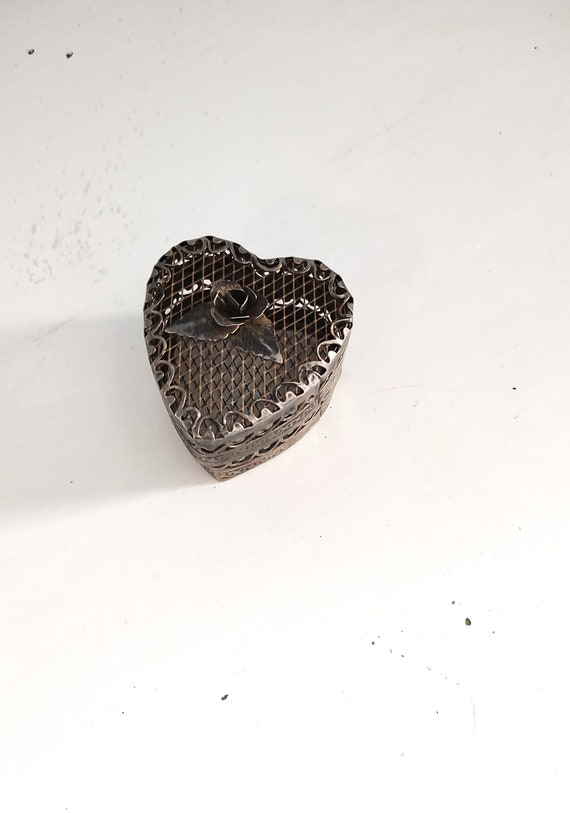 Filigree Trinket Box, Heart Shaped Trinket Box, M… - image 2