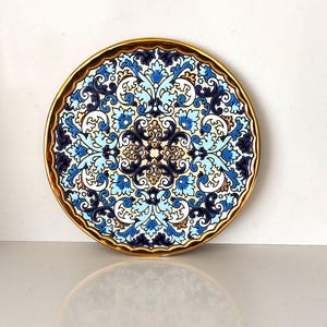Spanish Hand Painted Ceramic Wall Plate, Mudéjar Ceramic, Andalusian Ceramic Plate, Gold Enamel Ceramic Plate