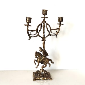 Antique Gothic Style Candelabra, Medieval Knight Candelabra, Gothic Style Candleholder