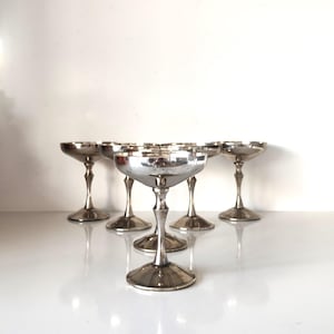 Set of 6 Vinted Silver Plated Goblets, Elegant Silver Plated Chalices