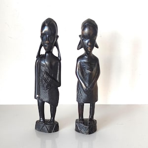 【希少品・お買得・黒檀】ケニア　マサイ族　置物　人形　6体セット 希少品・お買得・黒檀】ケニア マサイ族 置物 人形 6体セット