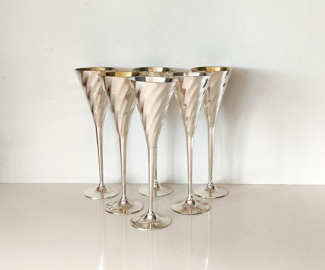 フランス アンティーク ゴブレット 6個セット 脚長 聖杯 銀メッキの