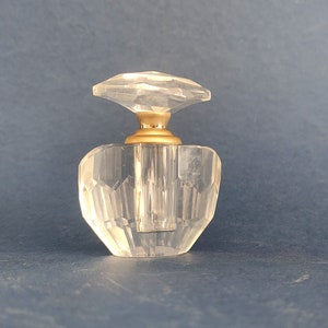 Vintage French Crystal Perfume Bottle: Art Deco Faceted Scent Bottle