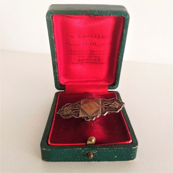 Antique Silver and Gold  Filigree Brooch, Vintage… - image 5