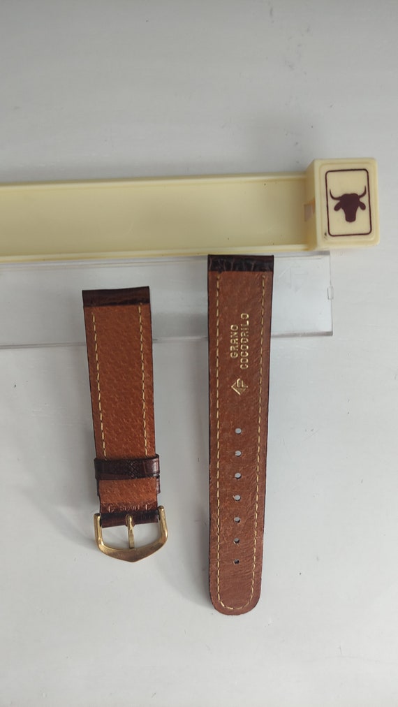 Dark Brown Crocodile Pattern Bull Leather Watch S… - image 7