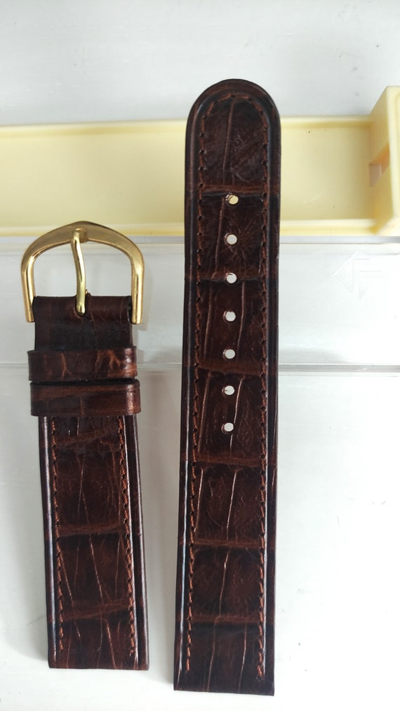 Dark Brown Crocodile Pattern Bull Leather Watch S… - image 6