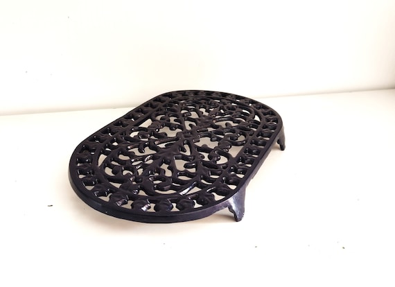 Dessous de plat émaillé style vintage déco olives noires