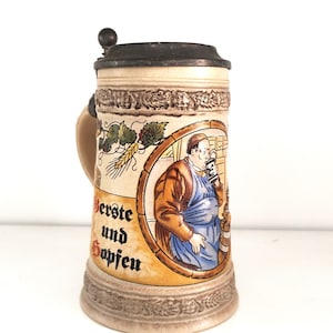 ドイツ製ZINN蓋付きビアジョッキ オリジナル Gerz ビールジョッキ ビールジョッキ、ドイツ製蓋