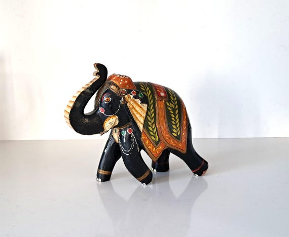 ヴィンテージの手描き木製象 - インドの民芸品コレクション - Etsy 日本
