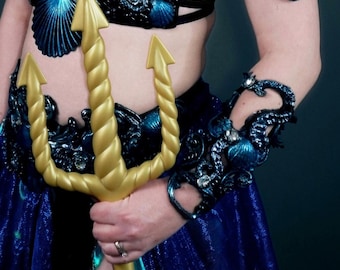Mermaid tentacle & arabesque silicone armband | Adjustable nautical fantasy bracelet | Handmade cosplay forearm jewelry