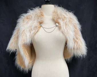 Cream viking barbarian wedding fur cape