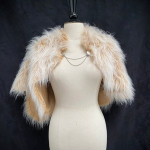 Cream viking barbarian wedding fur cape