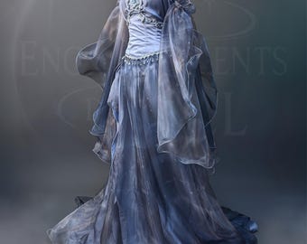 Modular fantasy celestial dress – Exclusive printed astral ensemble, custom-made elven galaxy outfit, handmade cosplay