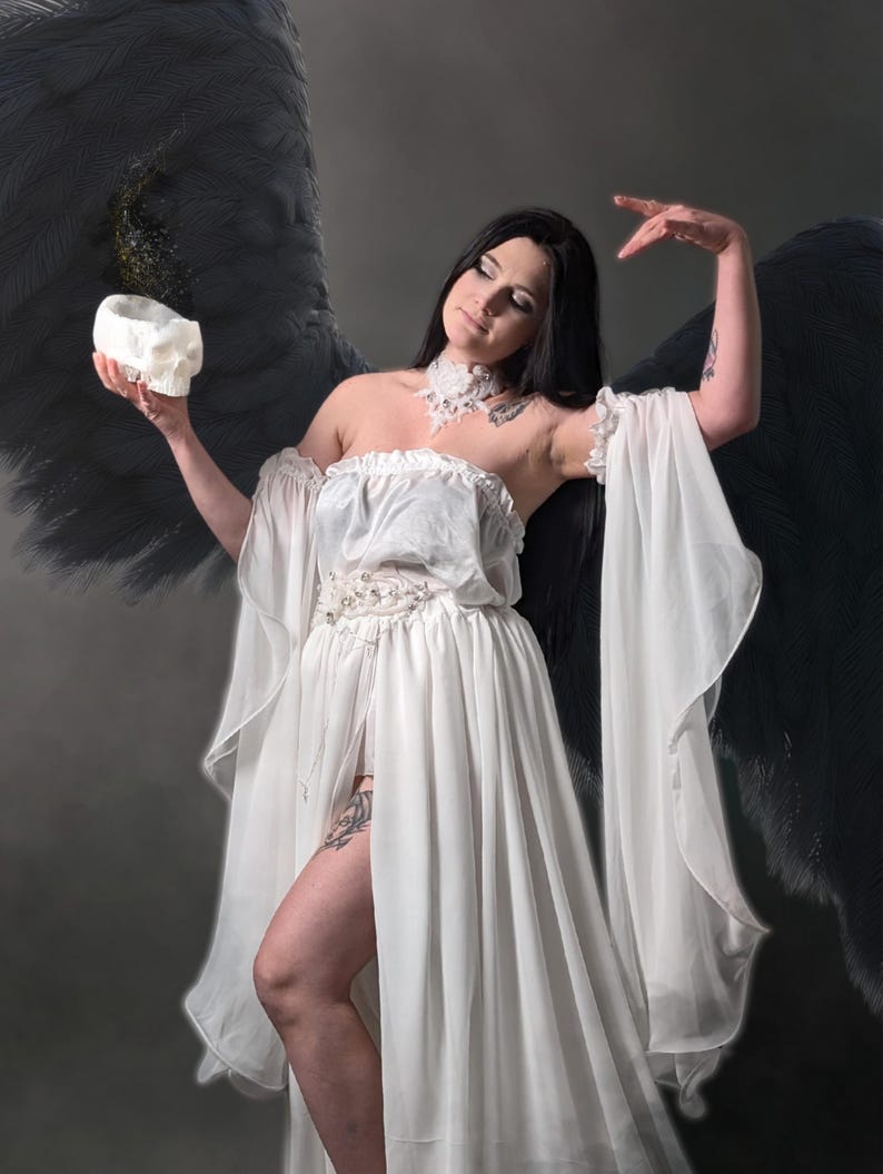 White Modular Fairy Dress – Elven Fantasy Wedding Ensemble, Strapless ...