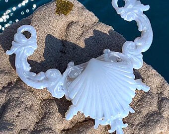 Silicone Mermaid Necklace – Arabesques & Shells | Ribbon Closure | Customizable