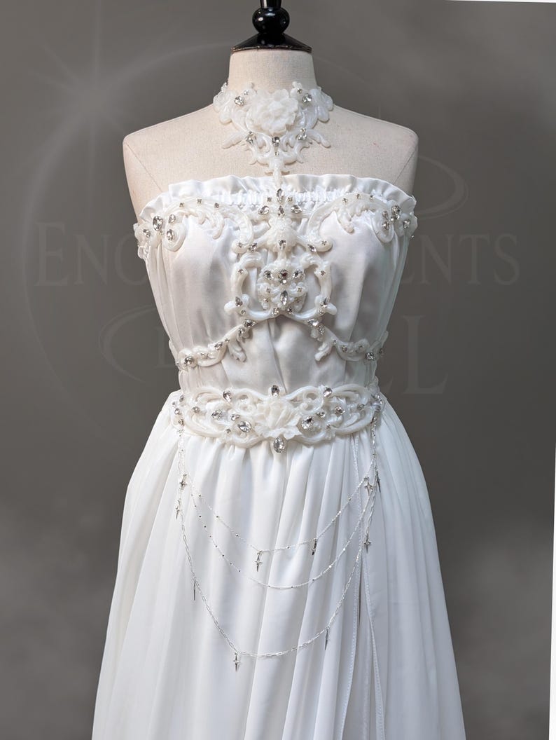 White Modular Fairy Dress – Elven Fantasy Wedding Ensemble, Strapless ...