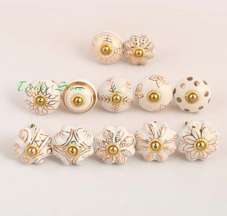 Indian Gold Decorative Drawer Knobs Assorted Rare Handpainted Etsy