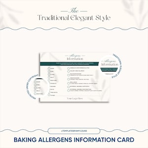 Baking Allergens Information Card Design - &#39;Traditional Elegant Style&#39;