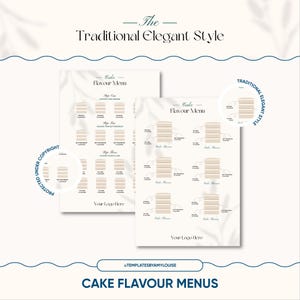 Cake Flavor Menüs - 'Traditionell Eleganter Stil'