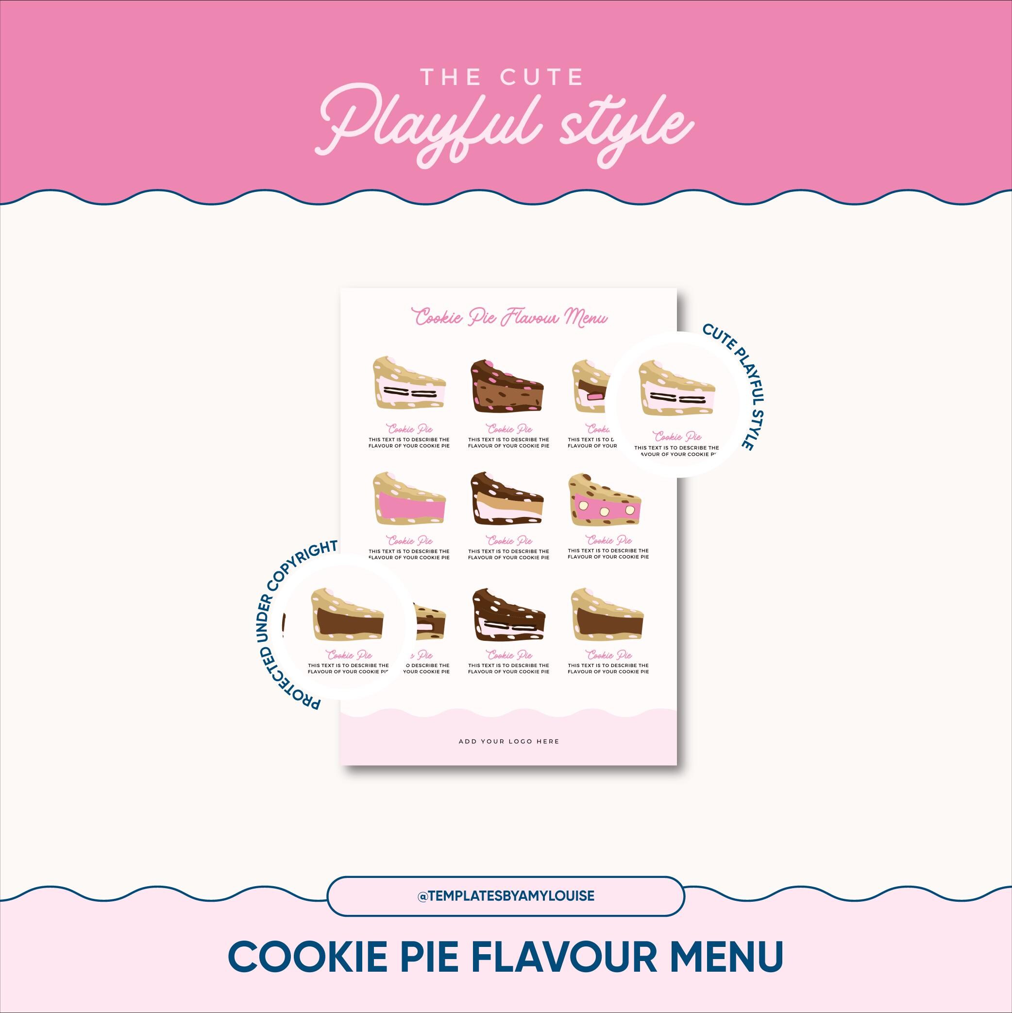 Cookie Pie Flavour Menu - 'cute Playful Style' - Etsy