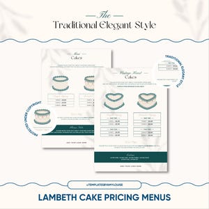 Lambeth Cake Pricing Menüs - 'Traditioneller eleganter Stil'