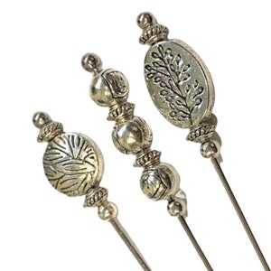 Tibetan silver hatpin Antique Vintage style . A selection of 3 hat pins,beautiful designs 9cm or 12 cm, Hijab pins, stick pins, lapel pins,