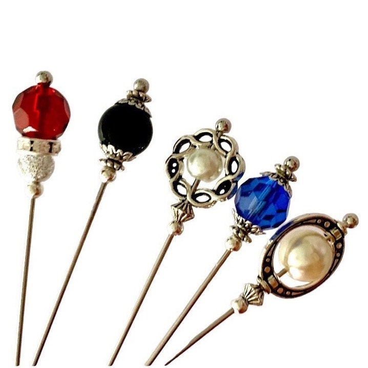 Hat pins for women, 3x Hat pins 3inches long broach pin, hijab pin with pin  protectors/ pin stopper