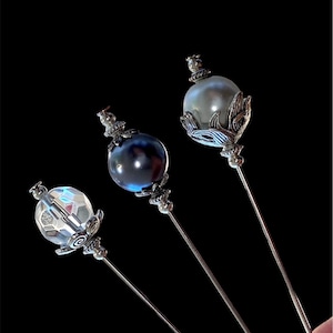 3x Beautiful long pearl hat pins in a choice of colours and lengths, Stick Pin, Hijab Pin,