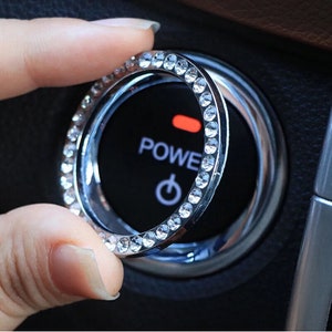 Bling Push Start Button Car Accessories for Women Men Car Emblem  Rhinestones Crystals Pick Your Automobile Vehicle Handmade Jewelry 