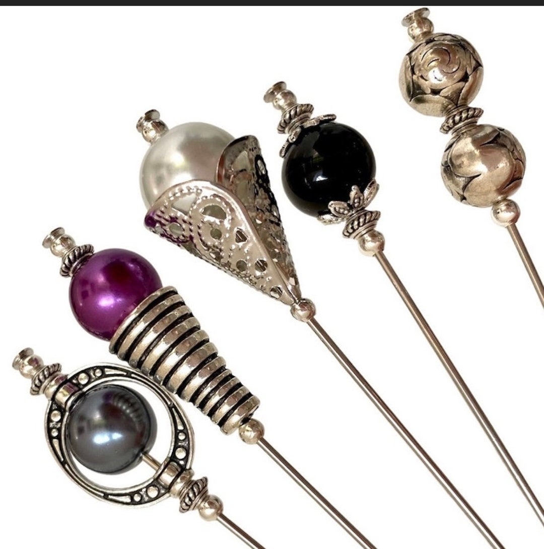 5x Hat Pins Long Decorative Colourful Hat Pins Wedding Veil Broach
