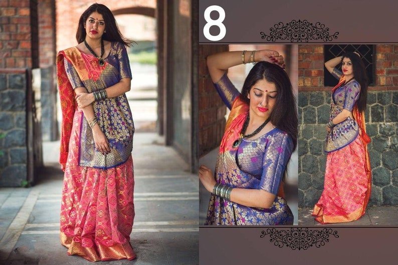 Soft Banarasi Silk Patola Saree With Rich Zari with Blouse Piece Elegant Traditional Indian Sarees Multicolour Beautiful Designer Party Wear